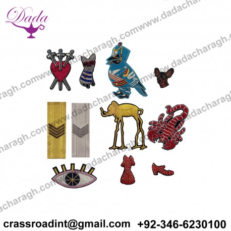 Bullion wire brooch hand embroidery brooch badges Bullion wire fashion jacket Indian China embroidered patches
