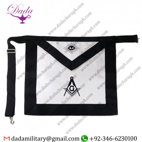 Black Color Master Mason White Cloth Square Masonic Apron