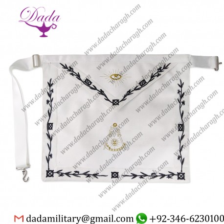 Blue Lodge Past Master White Leather Square Mason Masonic Apron