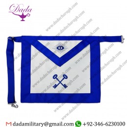 Blue Lodge Treasurer White Leather Square Mason Masonic Regalia Apron