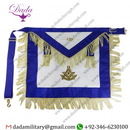 Blue Masonic Lodge Past Master White Leather Square Mason Masonic Apron