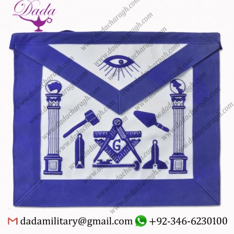 Bullion wire embroidery leather bag masonic apron