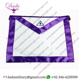 Cryptic Council with Purple Satin Masonic Apron - Purple & White