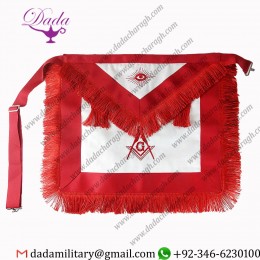 Custom Freemason Red Tassels Apron Masonic Regalia Cloth Master Mason Craft White Cotton Aprons Badges