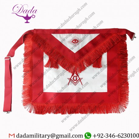 Custom Freemason Red Tassels Apron Masonic Regalia Cloth Master Mason Craft White Cotton Aprons Badges