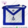 Custom Mason Master Freemason Apron Design Hand Made White Cloth Lodge Blue Edge Embroidered Masonic Logo