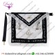 Custom Masonic Regalia Embroidered Past Master Mason Grand White Leather Black Ribbon Borders Apron Badges With Silver Beads
