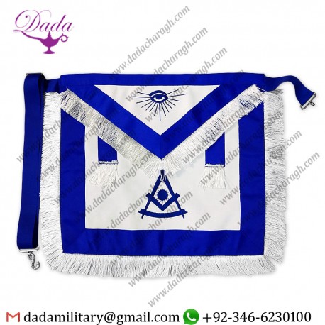 Customized Masonic Past Master White Synthetic Leather White Tassel Masonic Apron