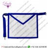 Freemason Blue Ribbon Border Narrow Side White Synthetic Leather Masonic Apron