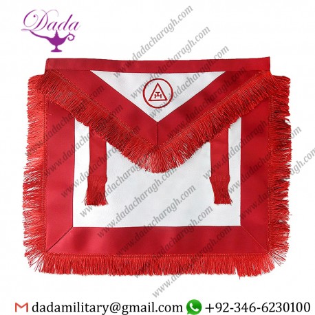 Freemason Royal Arch White Synthetic Leather Red Tassel Masonic Apron