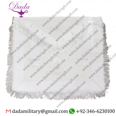 Fringed Past Master with Sun Masonic Apron - White