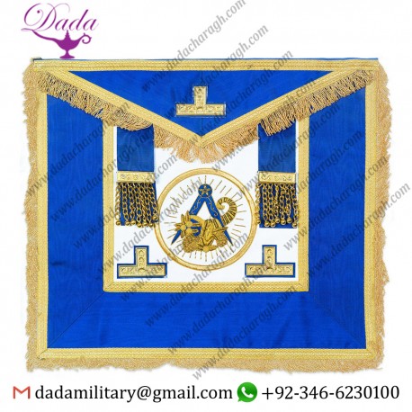 Grand Lodge Installed Master Masonic Apron - Blue & Gold