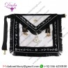 Grand Lodge Masonic White Leather Black Ribbon Borders Golden Olive Branch Embroidered Tassel Freemason Apron Badges