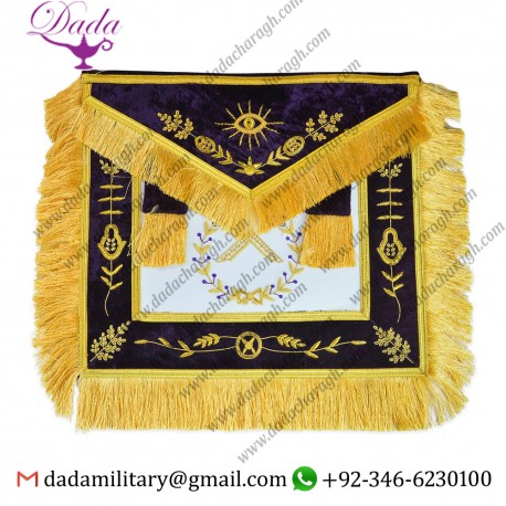 Grand Lodge Master with Purple Velvet Masonic Apron - Purple & Gold