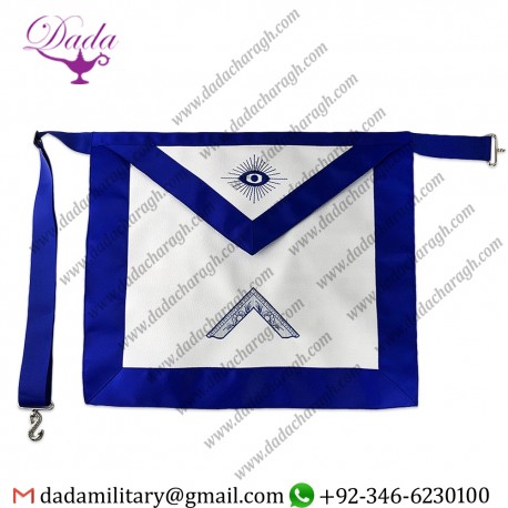 Grand Lodge Worshipful Master White Leather Square Mason Masonic Apron
