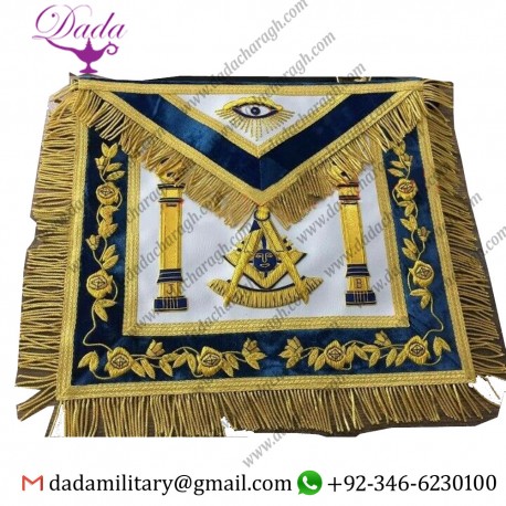 Hand Bullion Past Master Embroidery Aprons, Past Master Aprons, Masonic Aprons