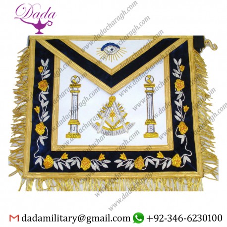 HAND EMBROIDER MASONIC LODGE MASTER MASONIC APRON BLUE COLOR