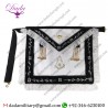 Hand Embroidered Masonic Past Master Mason Leather Apron White Tassels With Gold Jewels Masonic Regalia Apron Badges