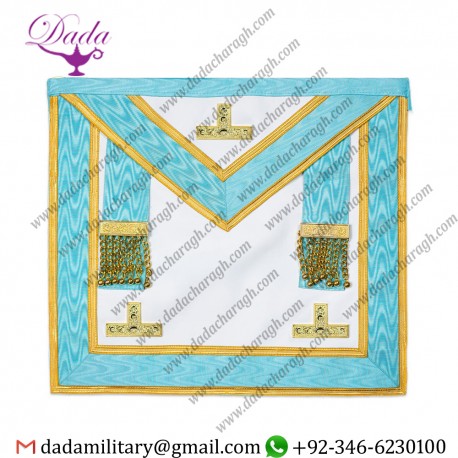 Installed Master with Gold Accents Masonic Apron - Light Blue & White