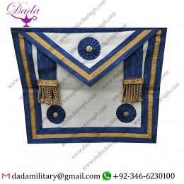 Mason Masonic Regalia Embroidered White Leather Apron Bicentennial Jewel Vintage 1965 Scottish Medal