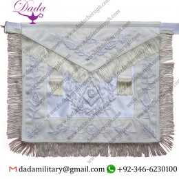 Masonic All White Master Mason Apron With Fringe