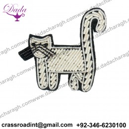Bullion wire fashion cat pin brooch badge