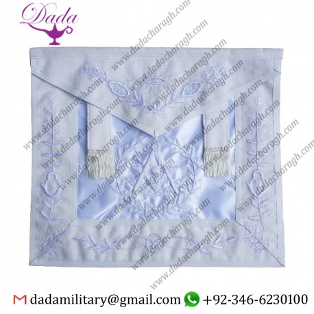 Masonic All White Past Master Apron With Wreath