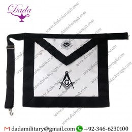 Masonic Apron Synthetic Leather Blue Lodge Master Mason Black Grosgrain Ribbon Borders Masonic Apron