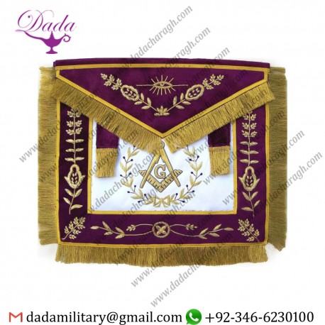 Masonic Grand Lodge Master Mason Apron Bullion Hand Embroidered