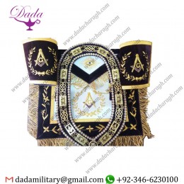 Masonic Grand Lodge Master Mason Apron, Cuffs With Chain Collar