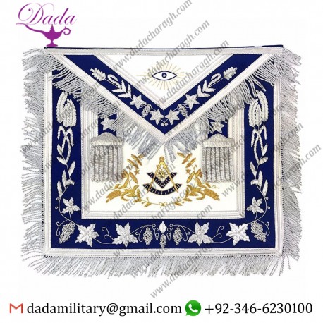 Masonic Grand Lodge Past Master Apron Gold & Silver Hand Embroidery Apron