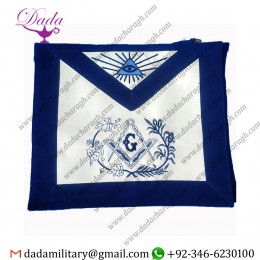 Masonic Master Mason Blue Velvet Apron Size 16 inches wide by 14 inches High
