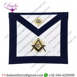Masonic Master Mason Hand Embroided Apron With Square Compass With G Navy