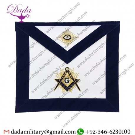 Masonic Master Mason Hand Embroided Apron With Square Compass With G Navy