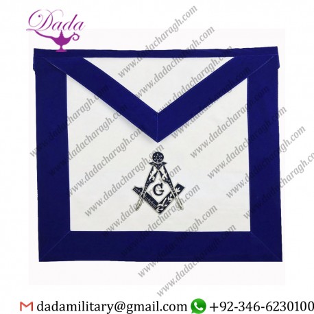 Masonic Master Mason Hand Embroided Apron With Square Compass With G Velvet