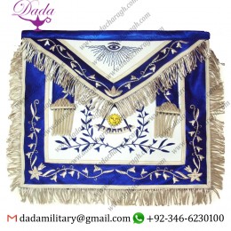 Masonic Past Master Apron Blue Silk Border Silver