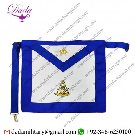 Masonic Past Master Leather Cover Apron Compass Square Regalia Hand Embroidered
