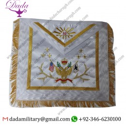 Masonic Regalia 33rd Degree A.A.S.R Set Apron,Collar & gauntlets Wing Up