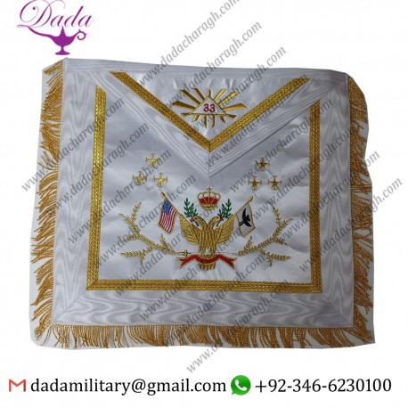 Masonic Regalia 33rd Degree A.A.S.R Set Apron,Collar & gauntlets Wing Up