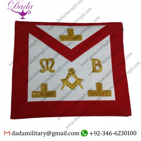 Masonic Regalia Hand Embroided Bullion & Wire Made Master Mason Red Apron