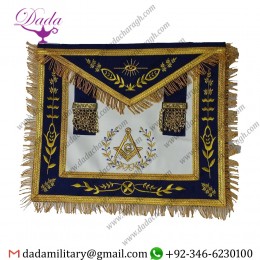 Masonic Regalia Master Mason Apron Navy blue with Golden Fringe