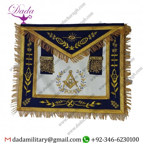 Masonic Regalia Master Mason Apron Navy blue with Golden Fringe