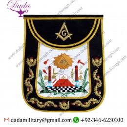 Masonic Traditional Master Mason Round Apron Bullion Hand Embroidered