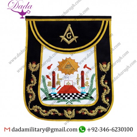 Masonic Traditional Master Mason Round Apron Bullion Hand Embroidered