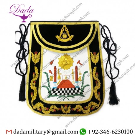 Masonic Traditional Past Master Round Apron Bullion Hand Embroidered