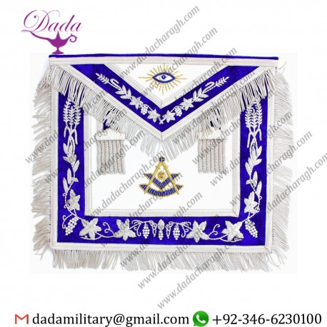 MASTER APRON BLUE SILVER MASONIC Past Master REGALIA Superb Quality