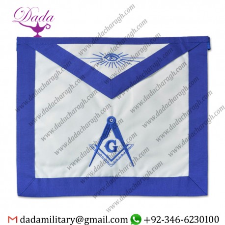 Master Mason Cloth Masonic Apron - Blue & White