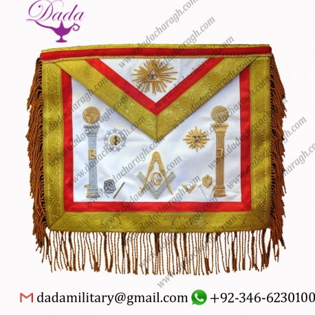 Master Mason Masonic Apron Leather with Metallic embossed thread