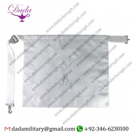 Master Mason Masonic Apron Square Compass White Ribbon Borders Craft Masonic Regalia Apron