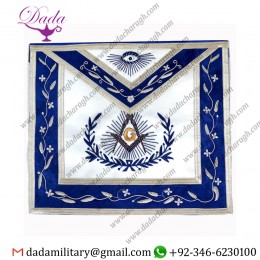 Master Mason with Embroidered Border Masonic Apron - Blue & White
